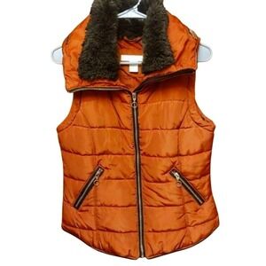 Puffer Vest Full Zip Sleeveless Jacket Size Small Women's Rust color Spring#42C